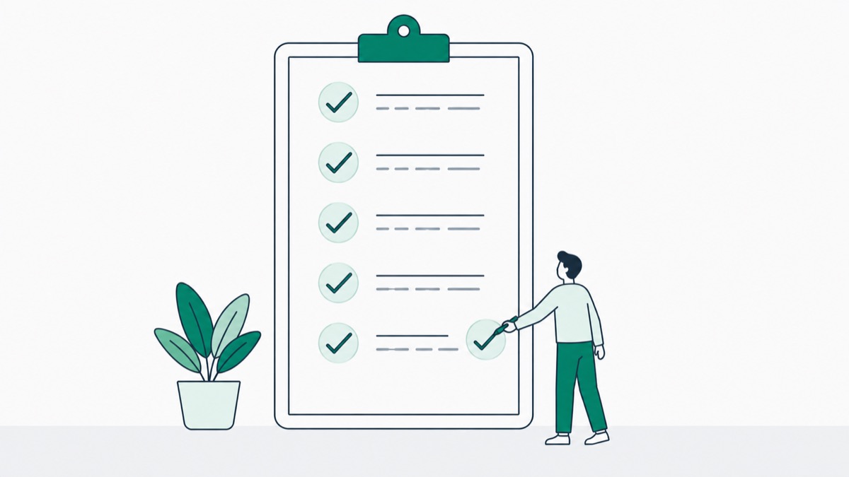 Illustration of a checklist board with every row ticked off