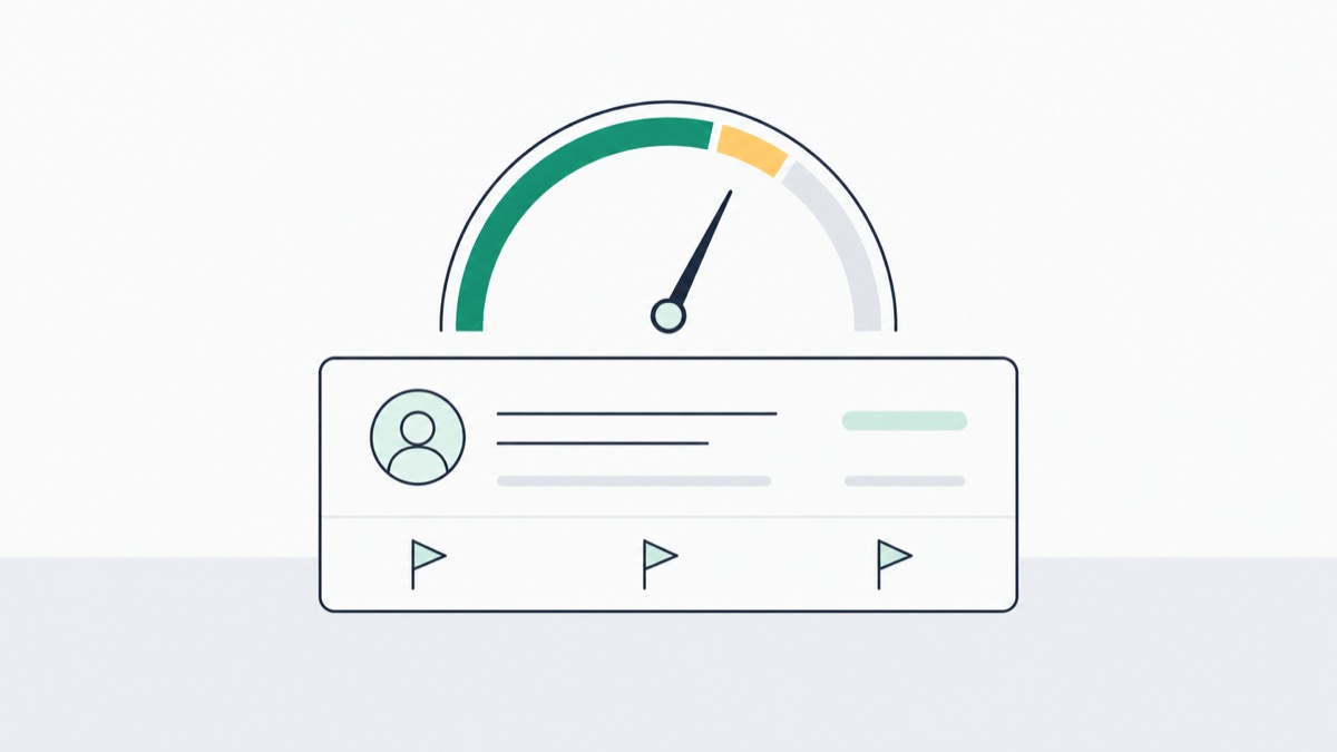 Illustration of a candidate row with a risk gauge above it and flag markers along its edge