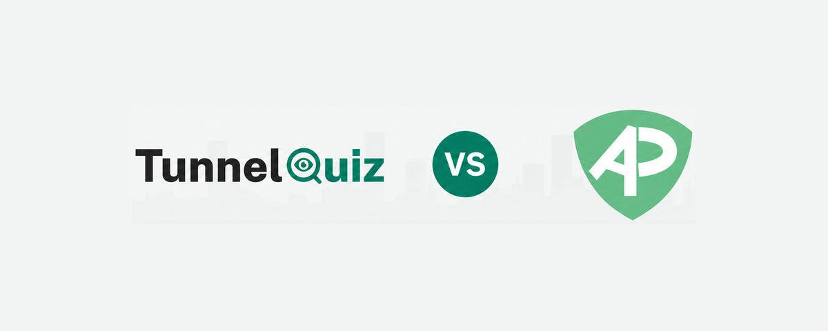 TunnelQuiz logo beside the AutoProctor logo, separated by a versus badge