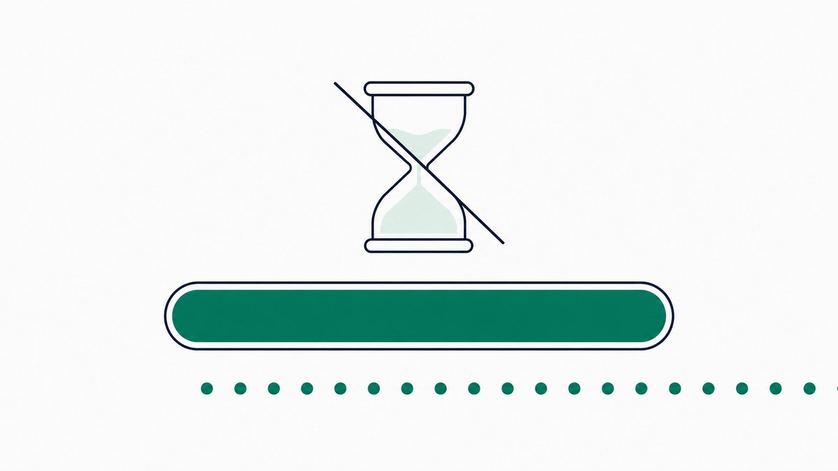 A full green credit meter with an hourglass struck through above it, and dots continuing off to the right