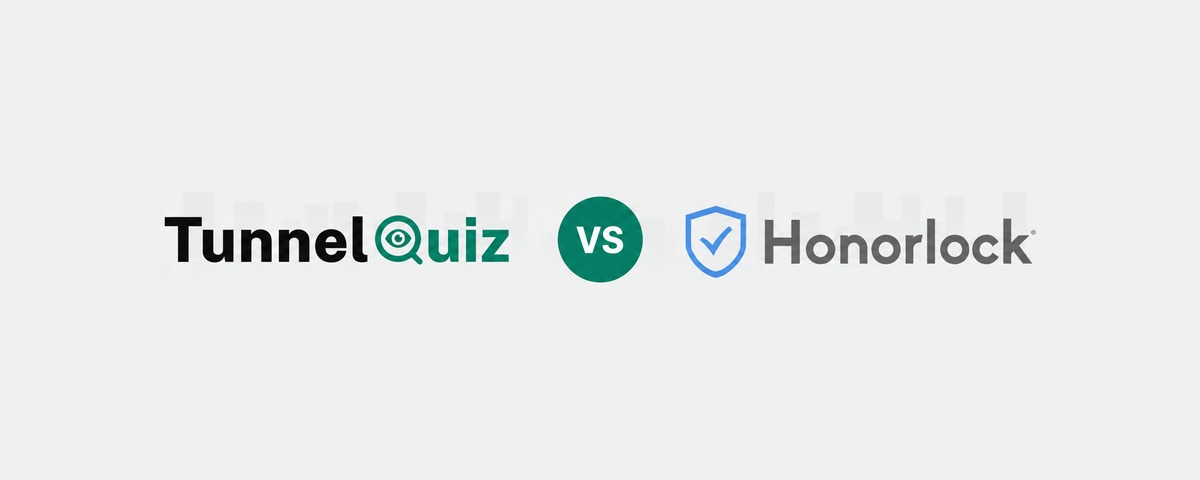 TunnelQuiz logo beside the Honorlock logo, separated by a versus badge