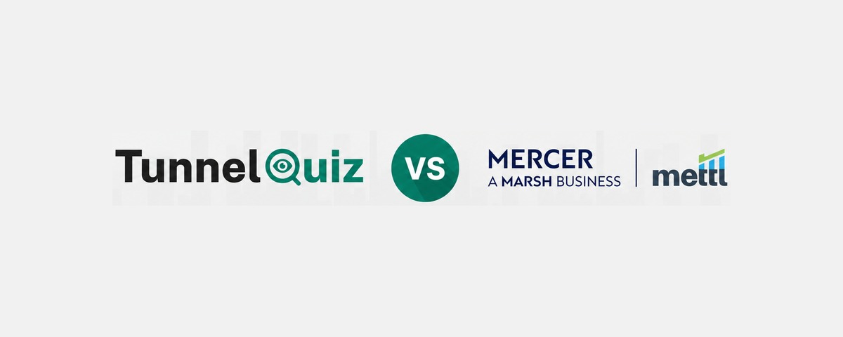 TunnelQuiz logo beside the Mercer | Mettl logo, separated by a versus badge