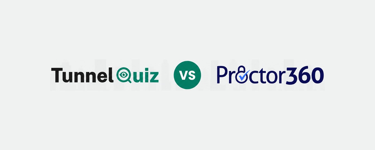 TunnelQuiz logo beside the Proctor360 logo, separated by a versus badge