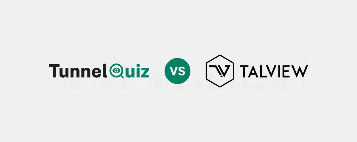 TunnelQuiz logo beside the Talview logo, separated by a versus badge