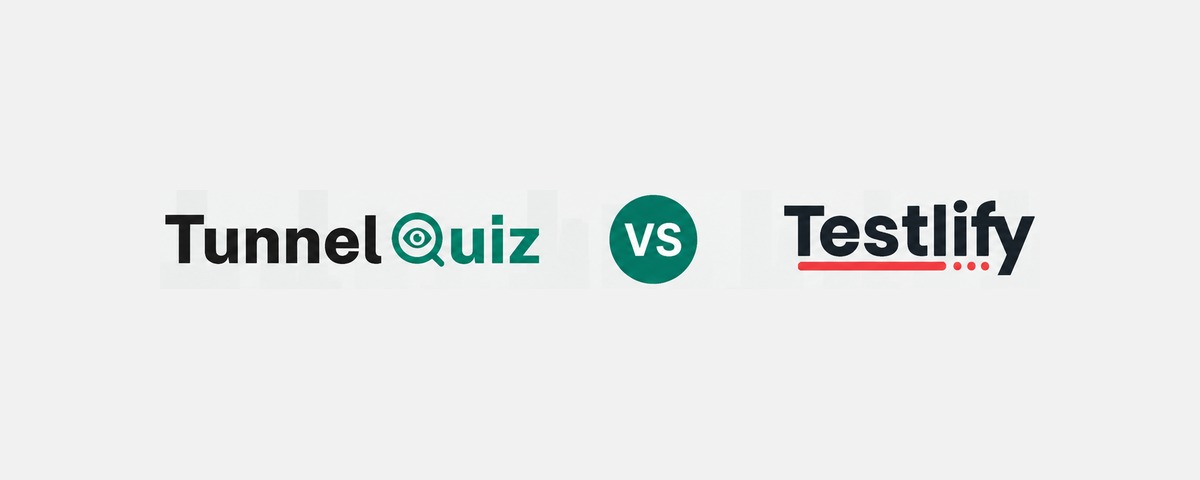 TunnelQuiz logo beside the Testlify logo, separated by a versus badge