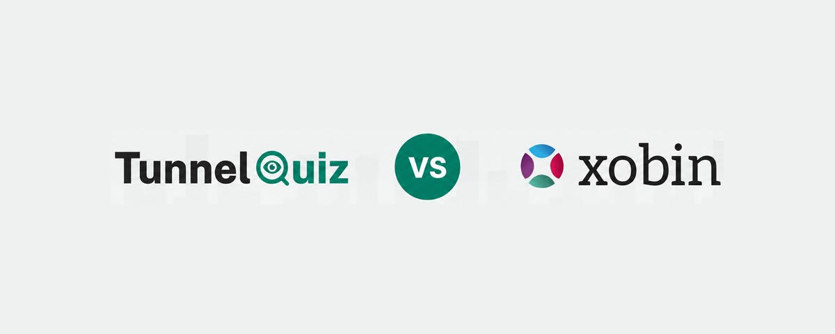 TunnelQuiz logo beside the Xobin logo, separated by a versus badge